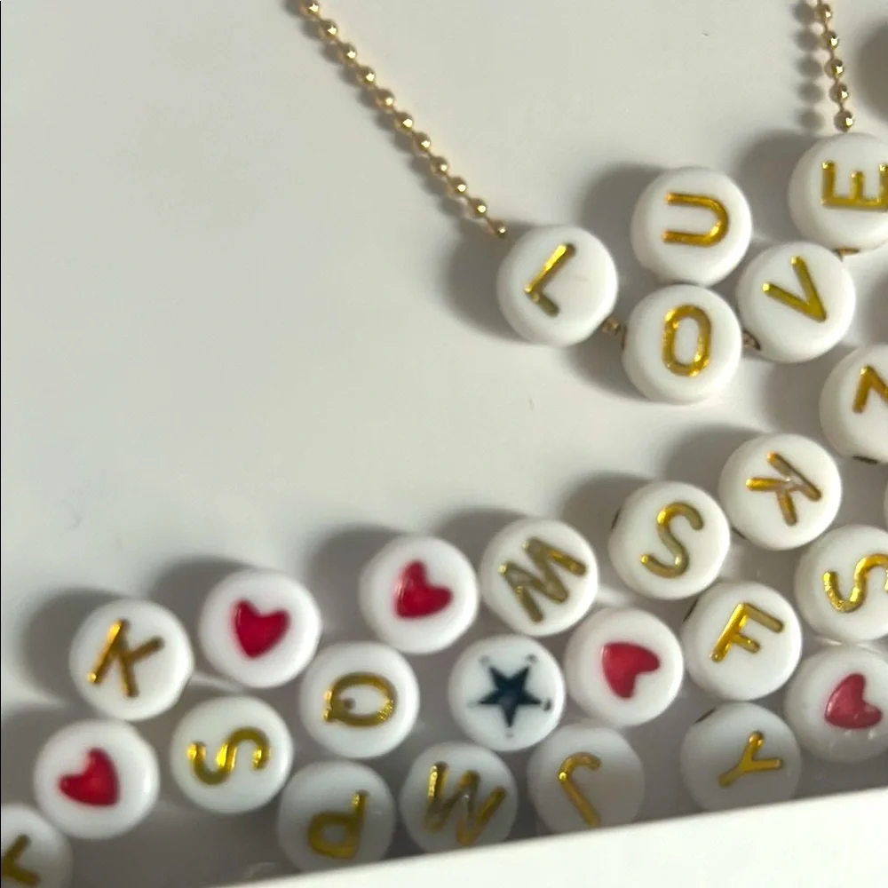 New Gold Tone Multicolored Alphabet Beads Make Your Own Charm Necklace